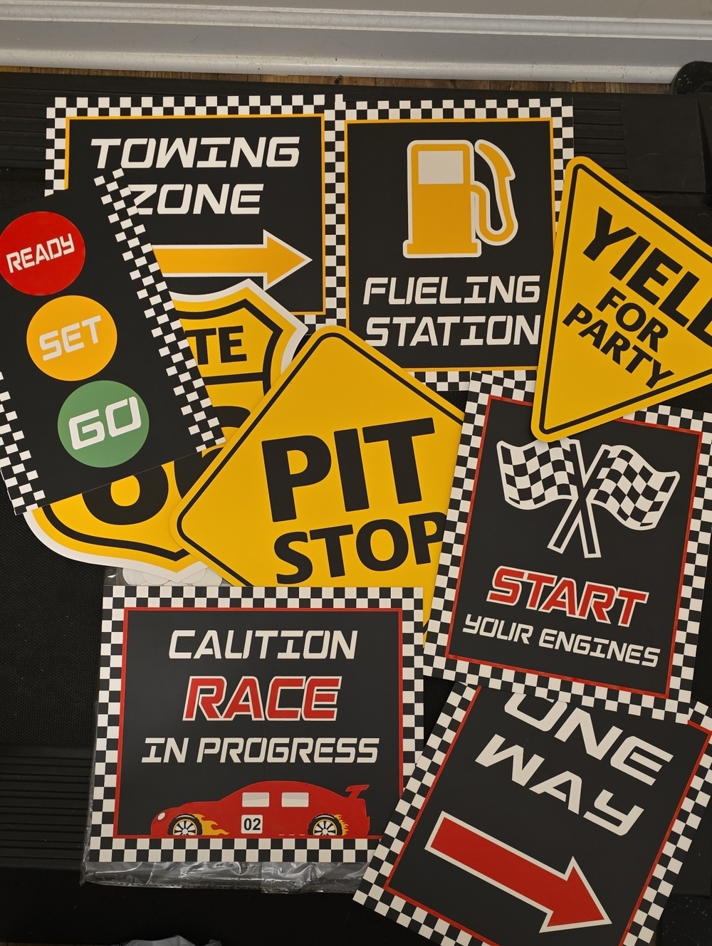 Race Car Party Sign Set - Fast One / Two Fast Themed Party